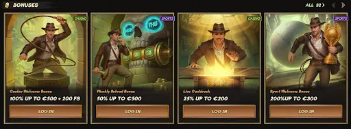 Bonus selection screen featuring adventure themed cards